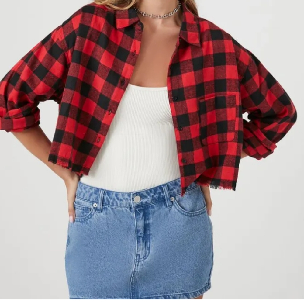 Hyfve Hyfve Hyfve checked cropped flannel Women's Top